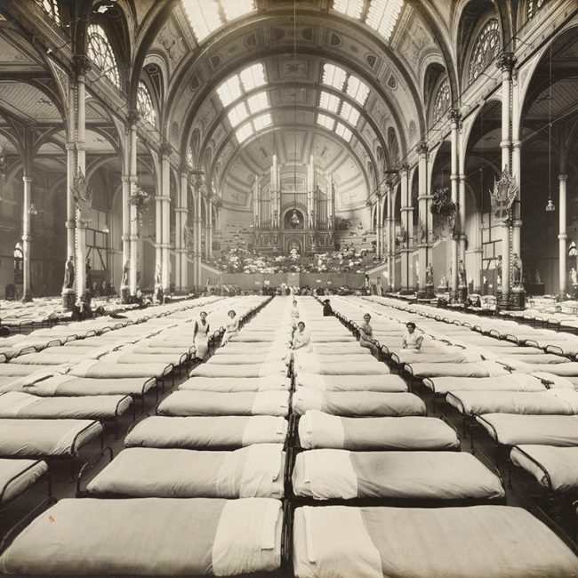 Beds during war at Alexandra Palace